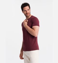 Снимка на Ombre BASIC men's cotton classic tee shirt with a v-neck - maroon