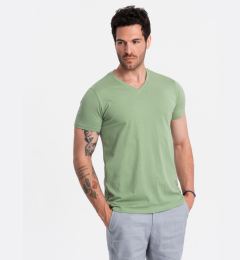 Снимка на Ombre BASIC men's cotton classic tee with v-neck - green