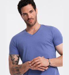 Снимка на Ombre BASIC men's cotton classic tee with v-neck - purple