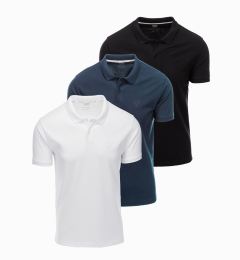 Снимка на Ombre BASIC men's cotton polo t-shirt set - black/green/white