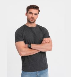 Снимка на Ombre BASIC men's t-shirt with decorative pilling effect - black