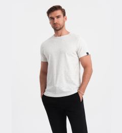 Снимка на Ombre BASIC men's t-shirt with decorative pilling effect - cream