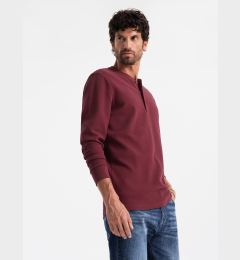 Снимка на Ombre Button up neck men's waffle knit longsleeve - maroon