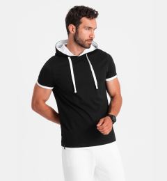 Снимка на Ombre Casual men's cotton hooded t-shirt - black