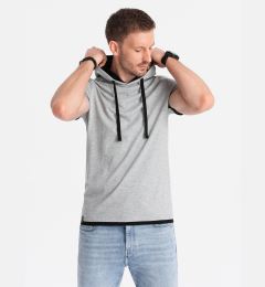 Снимка на Ombre Casual men's cotton hooded t-shirt - grey melange