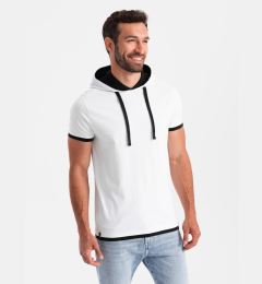 Снимка на Ombre Casual men's cotton t-shirt with hood - white