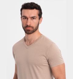 Снимка на Ombre Men's BASIC classic cotton T-shirt with a v-neck - ash