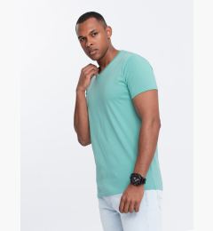 Снимка на Ombre Men's BASIC classic cotton T-shirt with a v-neck - turquoise