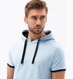 Снимка на Ombre Men's casual cotton t-shirt with hood - light blue