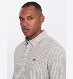 Снимка на Ombre Men's cotton REGULAR FIT shirt with fine stripes - beige