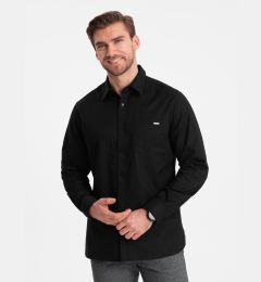 Снимка на Ombre Men's cotton shirt with pocket REGULAR FIT - black