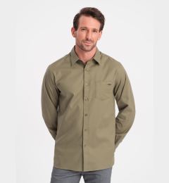 Снимка на Ombre Men's cotton shirt with pocket REGULAR FIT - olive