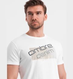 Снимка на Ombre Men's cotton t-shirt with logo - white