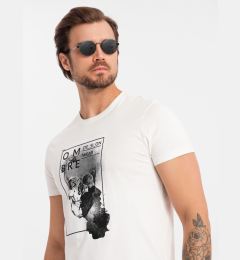 Снимка на Ombre Men's cotton t-shirt with skull - white