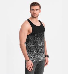 Снимка на Ombre Men's cotton tank top with gradient print - black