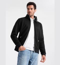 Снимка на Ombre Men's jacket with high collar and fleece lining - black