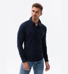 Снимка на Ombre Men's knitted SLIM FIT long sleeve shirt - navy blue