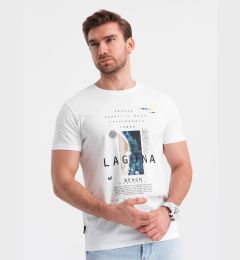 Снимка на Ombre Men's lagoon print cotton t-shirt - white