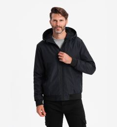 Снимка на Ombre Men's lightweight jacket with mesh lining and hood - black