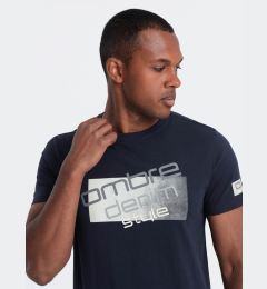 Снимка на Ombre Men's logo cotton t-shirt - navy blue