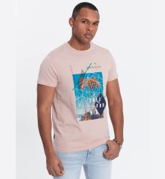 Снимка на Ombre Men's printed cotton t-shirt California - pink