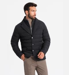 Снимка на Ombre Men's quilted jacket with jacket cut - black