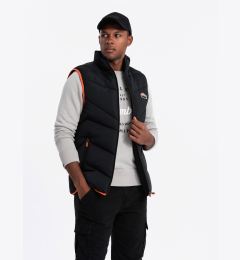 Снимка на Ombre Men's quilted sleeveless jacket with neon accents - black