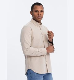 Снимка на Ombre Men's REGILAR FIT cotton shirt with pocket - beige