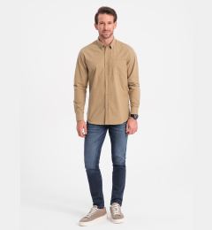 Снимка на Ombre Men's REGILAR FIT cotton shirt with pocket - light brown