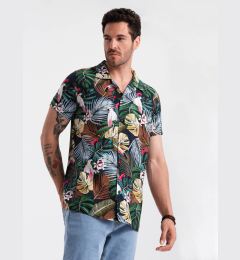 Снимка на Ombre Men's short sleeve patterned viscose shirt - jungle