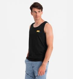 Снимка на Ombre Men's Summer Vibe printed cotton tank top - black