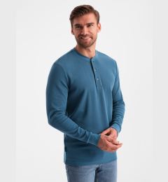 Снимка на Ombre Men's waffle knit longsleeve fastened at the neck - blue denim