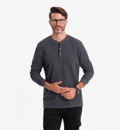 Снимка на Ombre Men's waffle knit neck button-up longsleeve - graphite