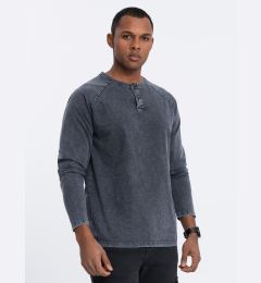 Снимка на Ombre Men's wash henley longsleeve with raglan sleeves - dark blue