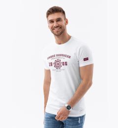 Снимка на Ombre T-shirt męski z nadrukiem w stylu college – biały