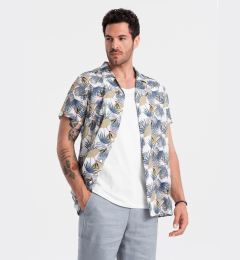 Снимка на Ombre Viscose patterned men's short sleeve shirt - palm trees