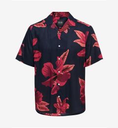 Снимка на ONLY & SONS Red-Black Mens Flowered Short Sleeve Shirt ONLY & SON - Men