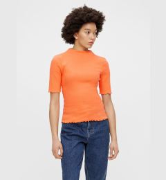 Снимка на Orange T-shirt with stand-up collar Pieces Nukisa - Women