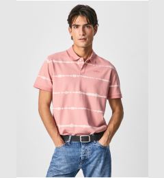 Снимка на Pink Mens Striped Polo T-Shirt Pepe Jeans Farrell - Men