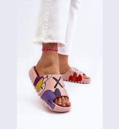Снимка на Pink monster print rubber slippers