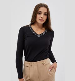 Снимка на Plain blouse with a decorative neckline