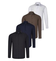 Снимка на QUAD SET G726 DEWBERRY SHIRT-BLACK-WHITE-NAVY BLUE-BROWN