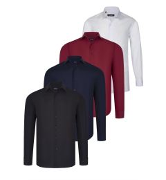 Снимка на QUAD SET G726 DEWBERRY SHIRT-BLACK-WHITE-NAVY BLUE-BURGUNDY