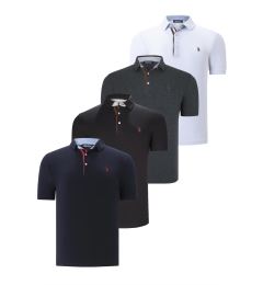 Снимка на QUAD SET T8582 DEWBERRY MENS T-SHIRT-BLACK-ANTHRACITE-NAVY BLUE-WHITE