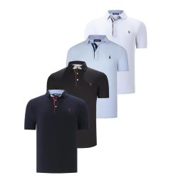 Снимка на QUAD SET T8582 DEWBERRY MENS T-SHIRT-BLACK-WHITE-NAVY BLUE-BABY BLUE