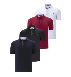 Снимка на QUAD SET T8582 DEWBERRY MENS T-SHIRT-BLACK-WHITE-NAVY BLUE-BURGUNDY