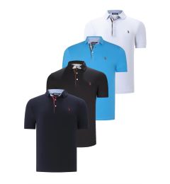 Снимка на QUAD SET T8582 DEWBERRY MENS T-SHIRT-BLACK-WHITE-NAVY BLUE-DARK TURQUOISE