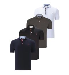 Снимка на QUAD SET T8582 DEWBERRY MENS T-SHIRT-BLACK-WHITE-NAVY BLUE-KHAKI