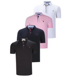 Снимка на QUAD SET T8582 DEWBERRY MENS T-SHIRT-BLACK-WHITE-NAVY BLUE-PINK