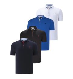 Снимка на QUAD SET T8582 DEWBERRY MENS T-SHIRT-BLACK-WHITE-NAVY BLUE-SAKS